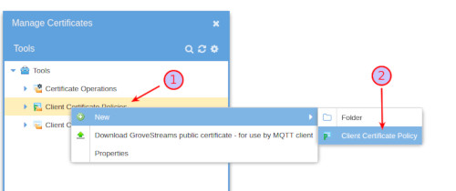 GroveStreams - MQTT Policy Menu