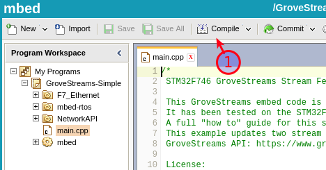 STMicroelectronics GroveStreams Compile